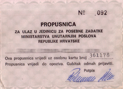 iskaznica pripadnika postrojbe